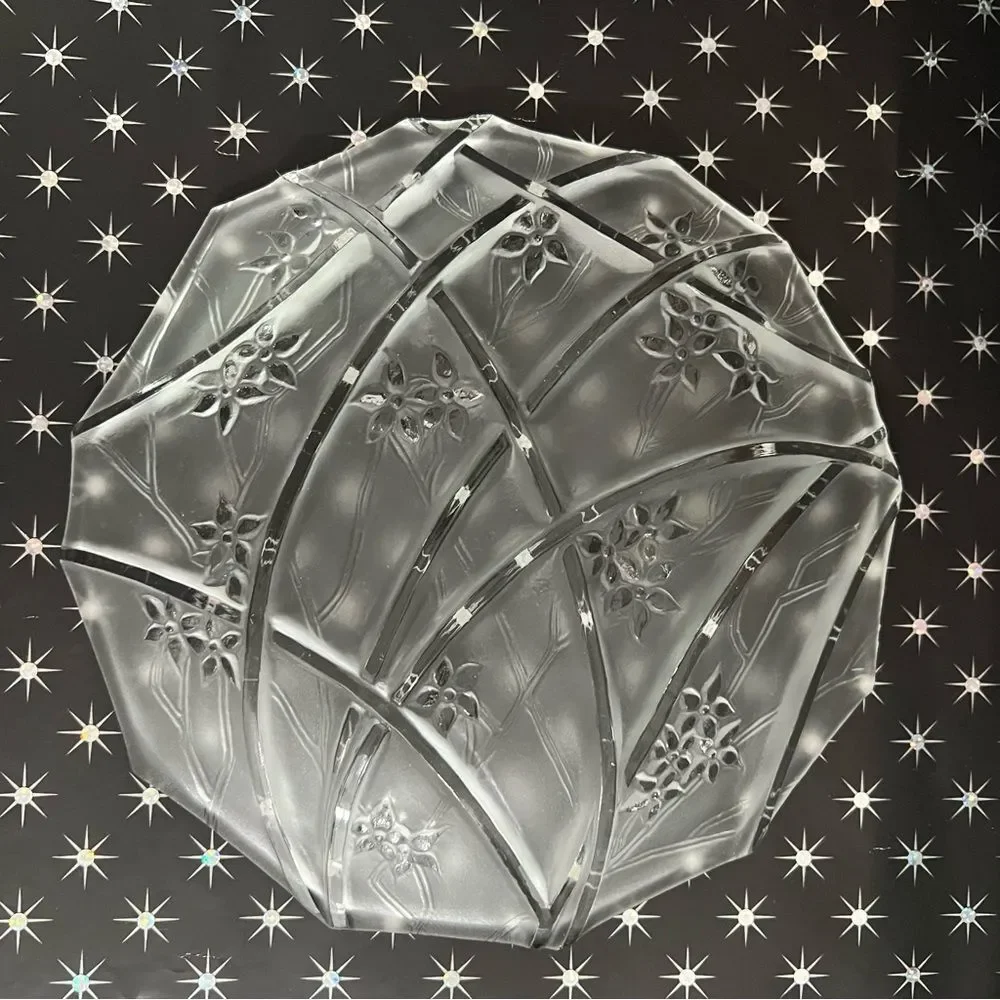 Vintage Clear Glass Floral Pattern Plate